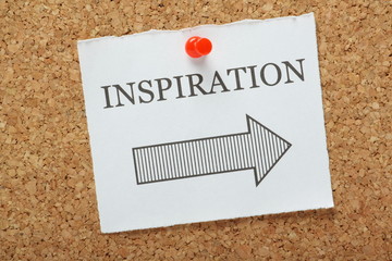 Inspiration This Way sign on a cork notice board