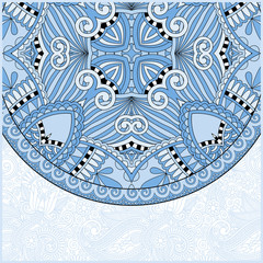 blue colour ornamental floral template with circle ethnic dish