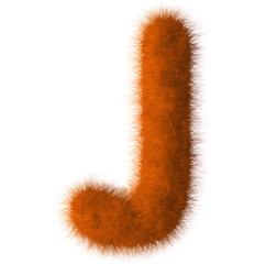 Orange shag J letter isolated on white background