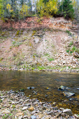 mountain river with rocks and sandstones