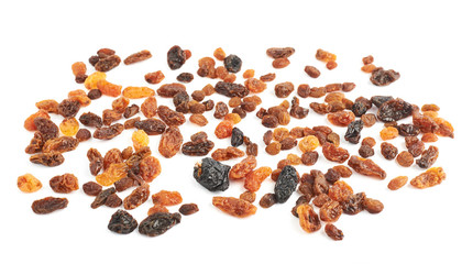 Multiple dried fruits raisins spilled over the surface