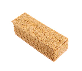 Pile of bread cracker snacks isolated