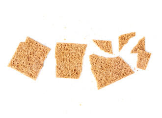 Broken bread cracker snack isolated