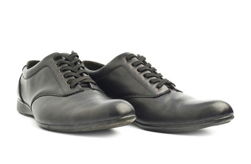 Classic black leather shoes isolated