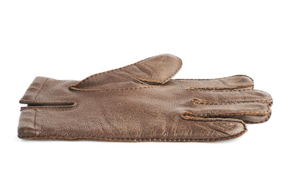 Brown leather glove isolated