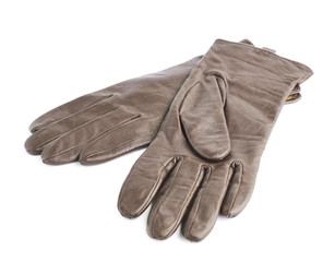 Brown leather glove isolated