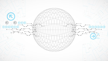 Abstract technological background with various elements - Powered by Adobe