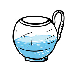 Glass cup with water, vector illustration.
