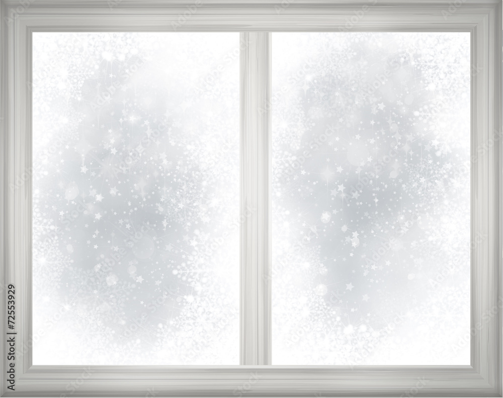 Canvas Prints window frame on snow background.