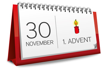 Kalender rot 30 November 1. Advent 2014