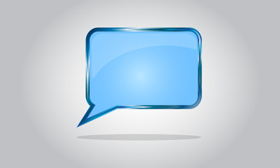 Chat bubble icon - abstract vector glossy speech - blue