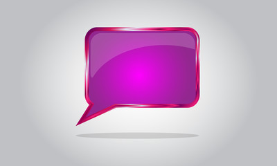 Chat bubble icon - abstract vector glossy speech - pink
