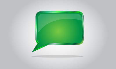 Chat bubble icon - abstract vector glossy speech - green