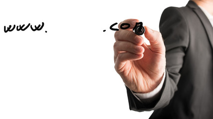 Businessman writing contact details