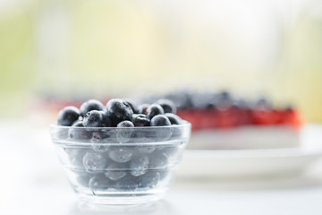 Fresh blueberries and blueberry pie.