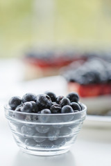 Fresh blueberries and blueberry pie.