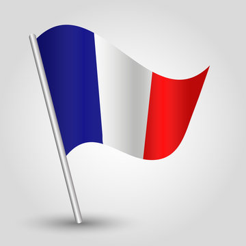 vector 3d waving french flag on pole symbol of  France