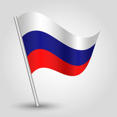 vector 3d waving russian flag on pole symbol of Russia