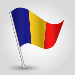 vector 3d waving romanian flag on pole symbol of Romania