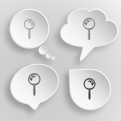Magnifying glass. White flat vector buttons on gray background.