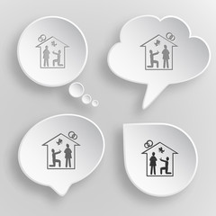 Home affiance. White flat vector buttons on gray background.