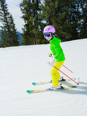 Skiing, downhill - skier on mountainside
