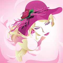 Summer fashion girl in pink hat