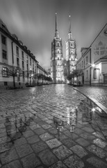 Archikatedra we Wrocławiu w czerni i bieli - obrazy, fototapety, plakaty