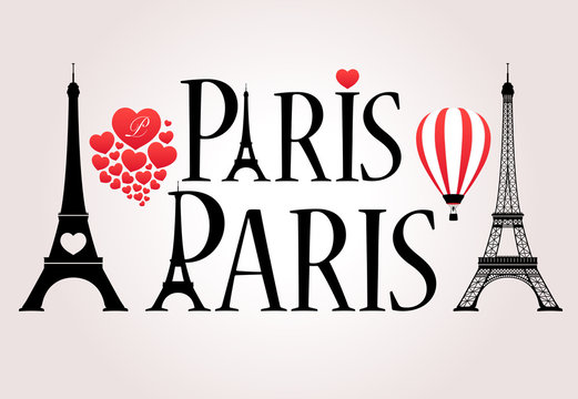 Vector Love Paris Iconography - Eiffel Tower in Typography