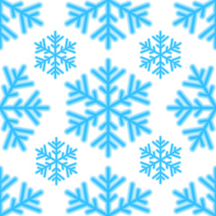 Fototapeta na wymiar Seamless pattern of blue snowflakes on a white background