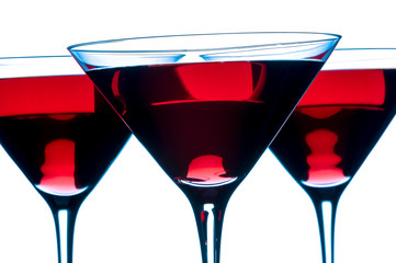 Red Martini Cocktails Isolated on a white background