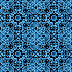 Blue Christmas Pattern with Fantastic Foliage Elements