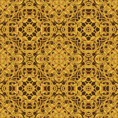 Bright Orange Fantastic Seamless Pattern with fantastic leaves