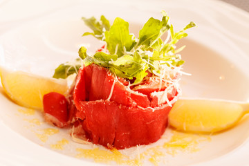 Meat Carpaccio with Parmesan Cheese