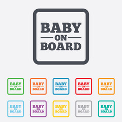 Baby on board sign icon. Infant caution symbol.