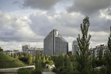 outdoor playground, surrounded by buildings