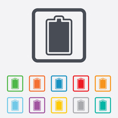 Battery fully charged sign icon. Electricity.