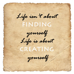 Inspirational motivating quote on old paper background