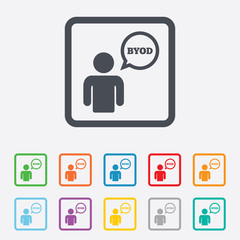 BYOD sign icon. Bring your own device symbol.
