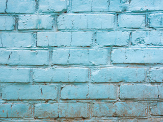 Blue old and worn brick wall
