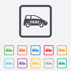 Taxi car sign icon. Hatchback symbol.