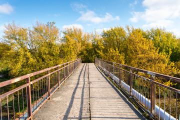 Fototapeta premium old bridge with rusty metal rails