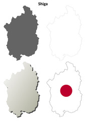 Shiga blank outline map set