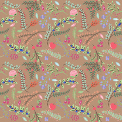 Seamless Tileable Vintage Floral Background Pattern - Vector Ill