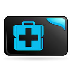 trousse de secours sur bouton web rectangle bleu
