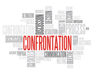 Red Confrontation word concept, words cloud