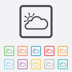 Cloud and sun sign icon. Weather symbol.