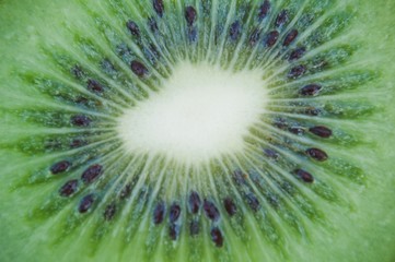 Green kiwi slice close-up shot