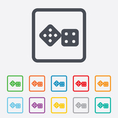 Dices sign icon. Casino game symbol.
