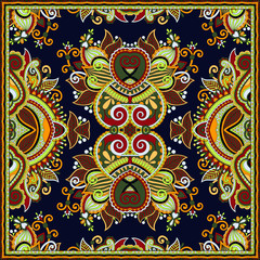 silk neck scarf or kerchief square pattern design